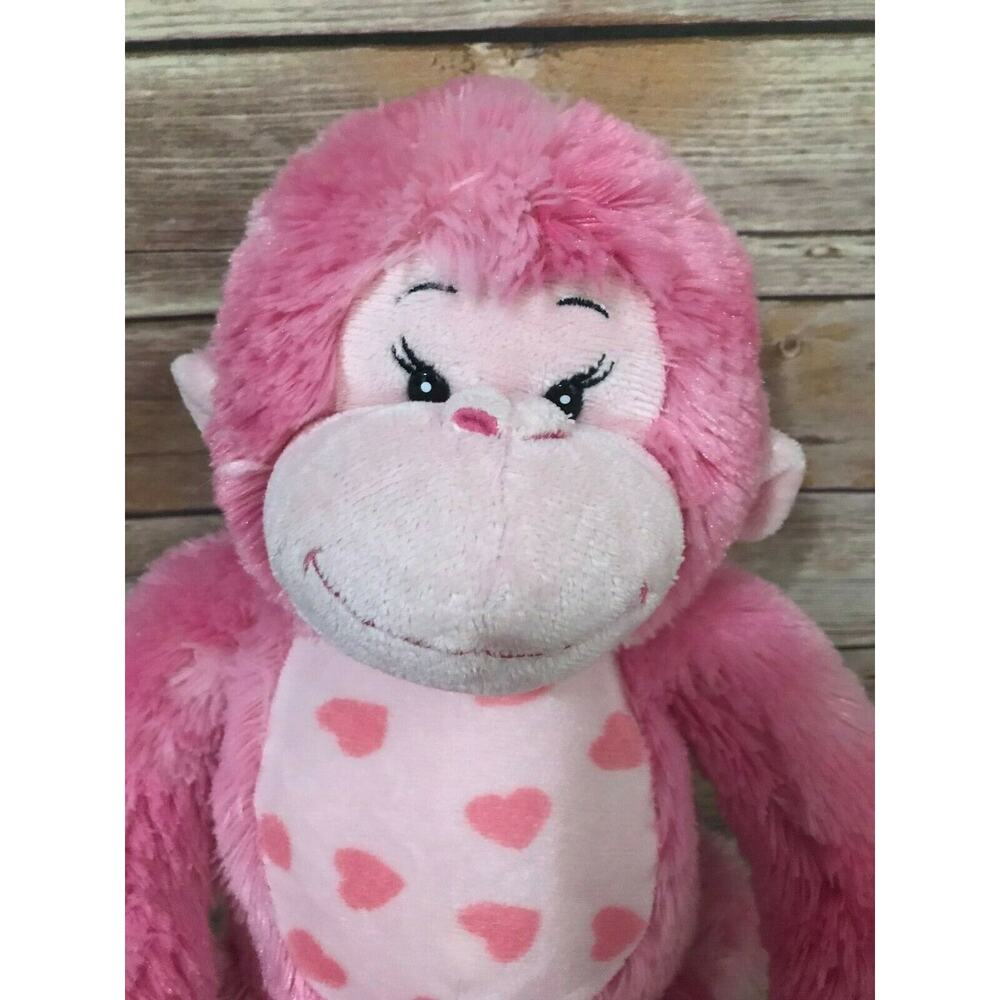 Bulid A Bear Plush Pink Hearts Monkey Hug For You Hanging Monkey 18" Stuffed Toy - Picture 3 of 11